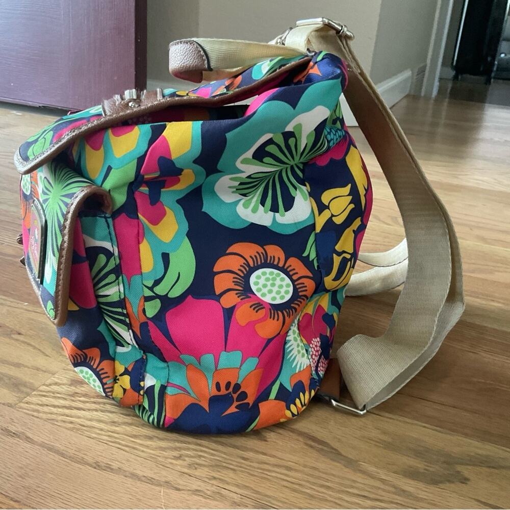 Lily Bloom Vibrant Flower Backpack Eco Friendly Drawstring Travel School Bag - Picture 9 of 12